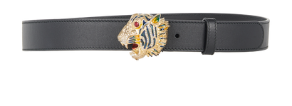 Gucci Embellished Tiger Belt, &pound;150, Accessories, Black, Leather, Front view