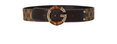 Gucci Bamboo Belt, &pound;80, Accessories, Beige/Brown/Gold, Canvas/Leather, Front view
