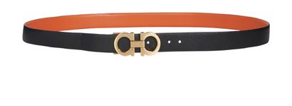 Salvatore Ferragamo Reversible Gancini Belt, £220, Accessories, Black/Orange, Leather, Front view