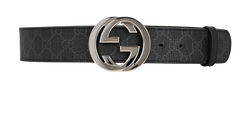 Gucci Interlocking GG Belt, Canvas/Leather, Black, 80cm, MII, B, 2*