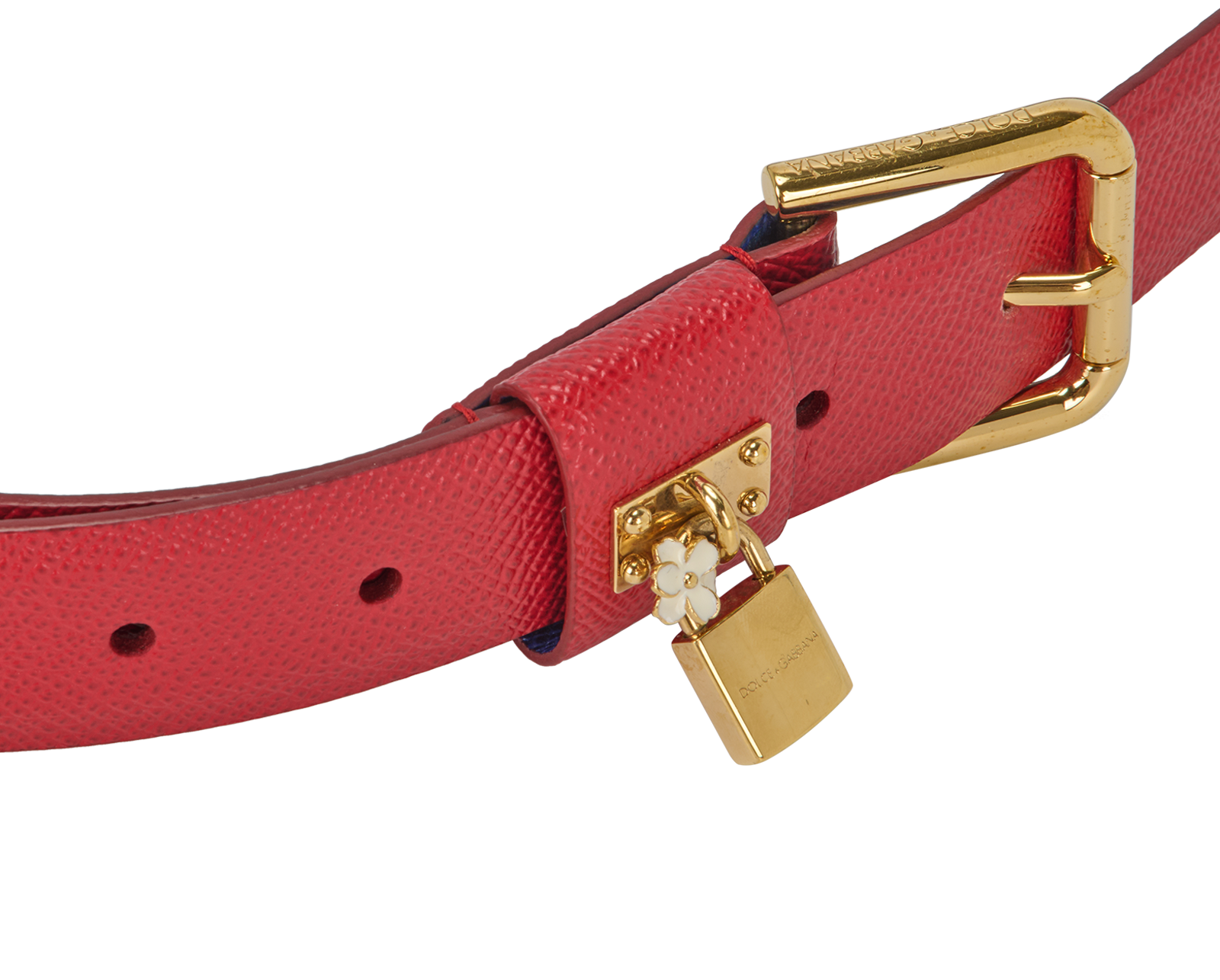 Dolce & Gabbana Padlock Charm Belt, &pound;150, Accessories, Blue/Red, Leather, Other view