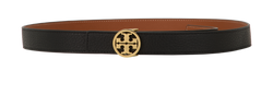 Tory Burch Miller Reversible Belt, Leather, Blk/Brown, Sz L, MIC, 2*