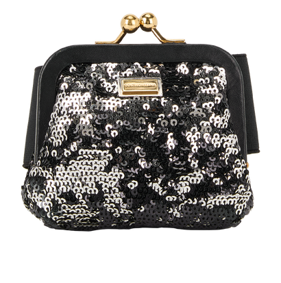 Dolce & Gabbana Purse Belt, £260, Accessories, Black, Fabric/Sequins, Front view