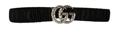 Gucci GG Crystal Belt, &pound;250, Accessories, Black, Crystal/Satin, Front view
