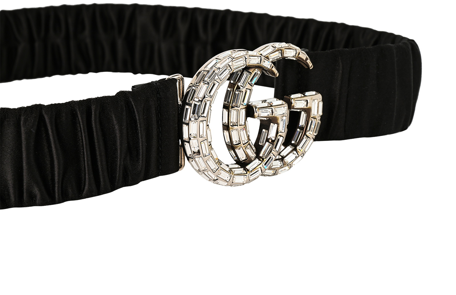 Gucci GG Crystal Belt, &pound;250, Accessories, Black, Crystal/Satin, Other view