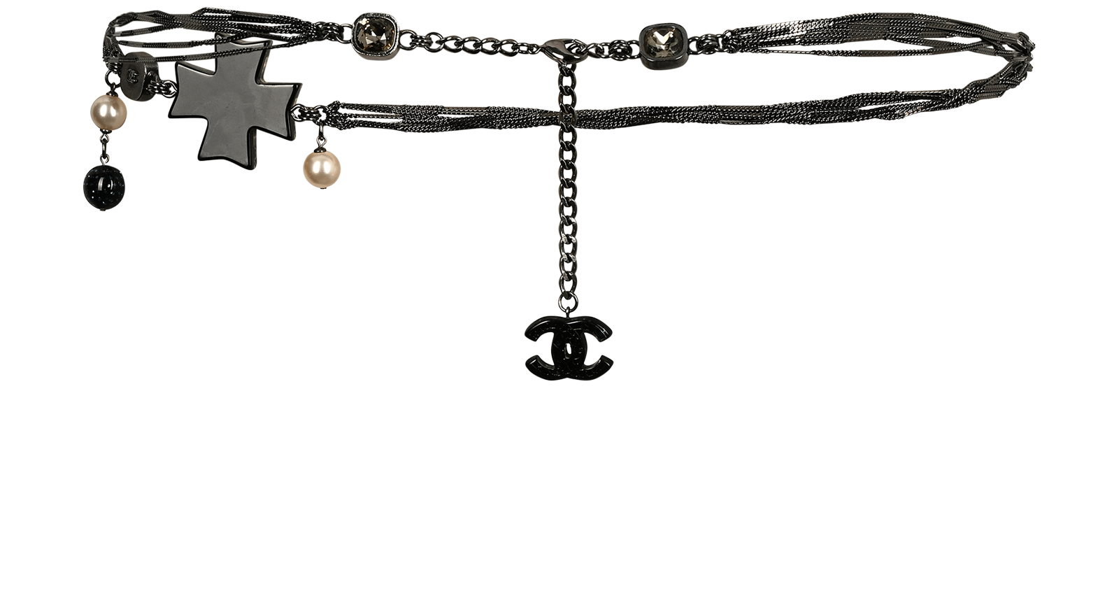 Chanel 06A Cross Chain Belt, &pound;595, Accessories, Grey, Brass, Back view