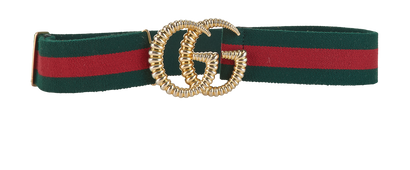 Gucci GG Web Belt, £210, Accessories, Green/Red, Brass/Canvas, Front view