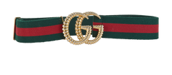 Gucci GG Web Belt, Canvas/Brass, Green/Red, 80, DB, 3*