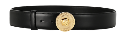 Versace Medusa Biggie Belt, £180, Accessories, Black, Leather, Front view