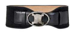 Celine Wide Belt, Leather/Pony Hair, Black, MII, Sz L, DB, 2*