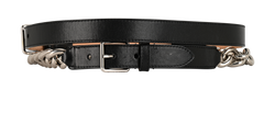 Alexander McQueen Double Waist Belt, Leather, Black, 667014, Sz65, 3*