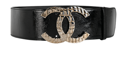 Chanel 07P CC Waist Belt, &pound;450, Accessories, Black, Patent Leather, Front view