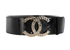 Chanel 07P CC Waist Belt, &pound;450, Accessories, Black, Patent Leather, Front view