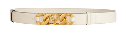 Valentino V Logo Belt, Leather, White, MII, Sz90, DB/B, 3*