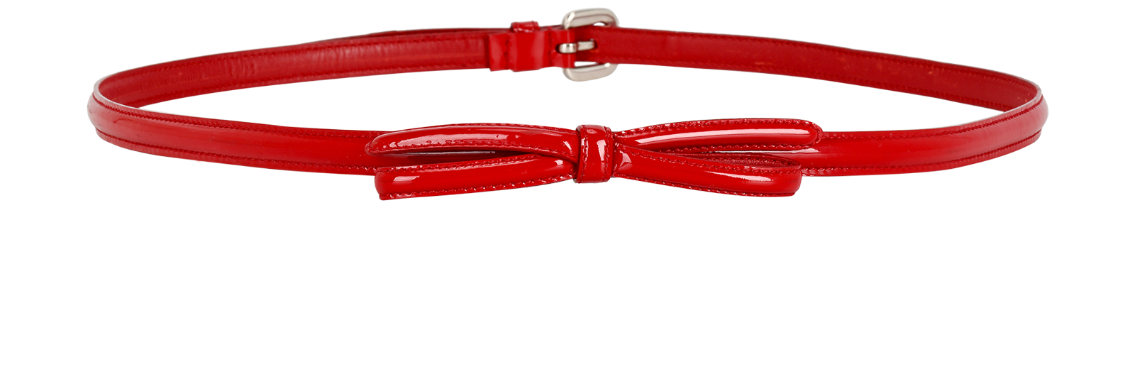 Prada Thin Bow Belt, &pound;95, Accessories, Red, Patent Leather, Back view
