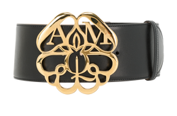 Alexander McQueen Seal Buckle Waist Belt, Leather, Black, 70cm, MII, DB, 3