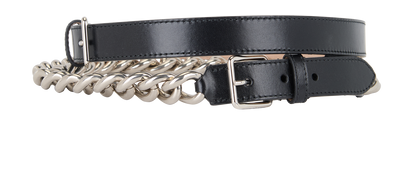 Alexander McQueen Chain Belt, &pound;320, Accessories, Black, Brass/Leather, Front view