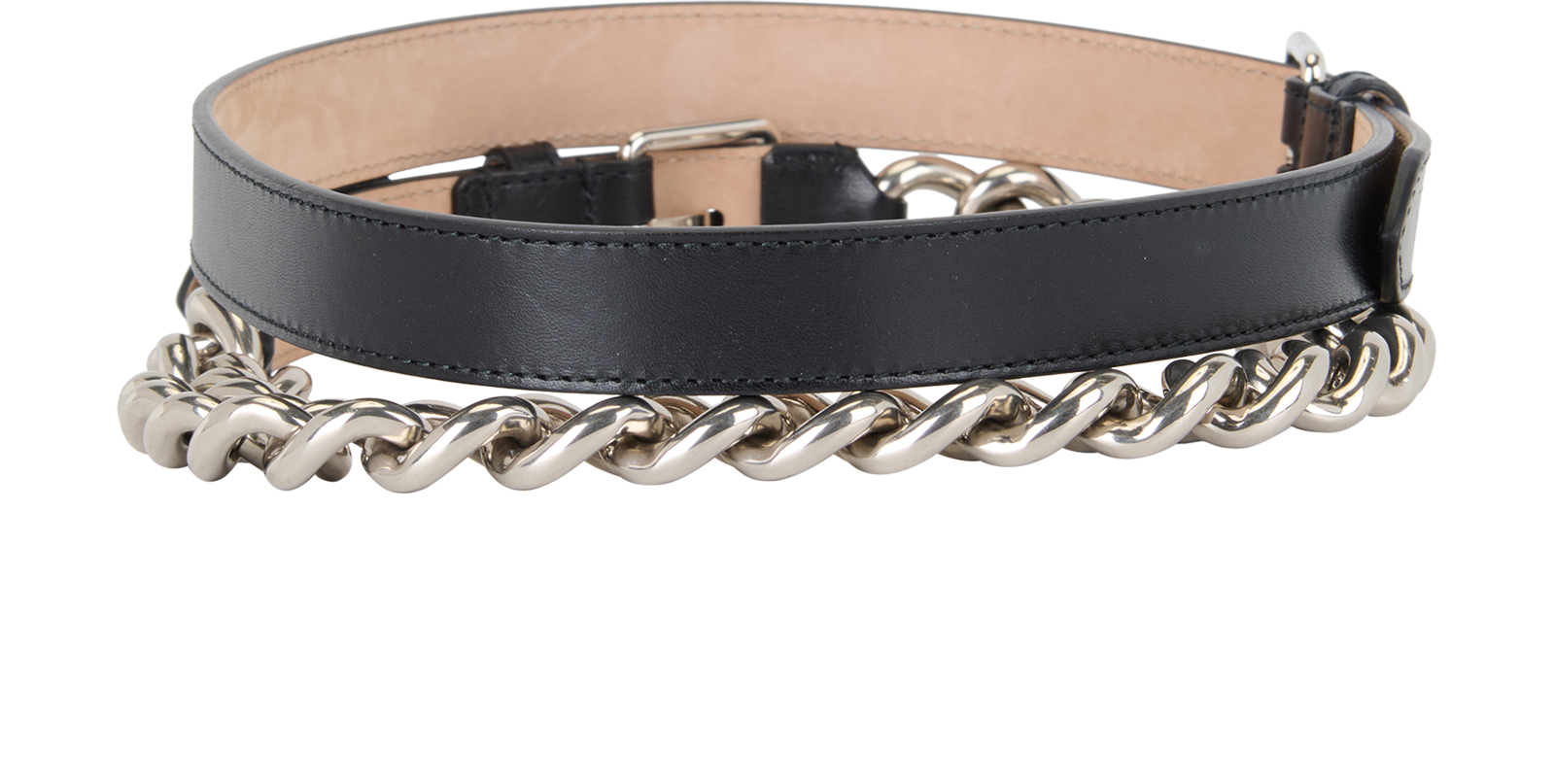 Alexander McQueen Chain Belt, &pound;320, Accessories, Black, Brass/Leather, Back view