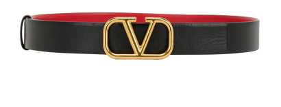 Valentino V-Logo Reversible Belt, &pound;220, Accessories, Black, Leather, Front view