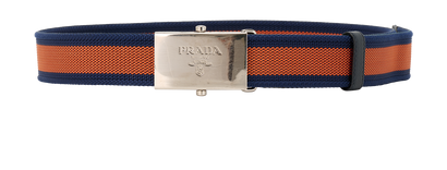 Prada Adjustable Belt, &pound;90, Accessories, Blue/Orange, Canvas, Front view