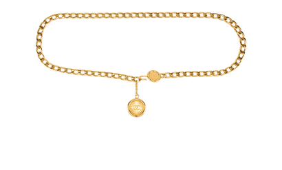 Chanel Vintage 31 Rue Cambon Medallion Chain Belt, &pound;950, Accessories, Gold, Yellow Gold Plated, Front view