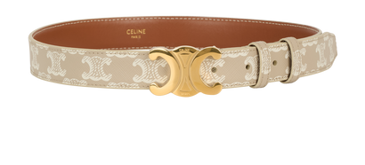 Celine Triomphe Belt, &pound;275, Accessories, Beige/White, Canvas, Front view