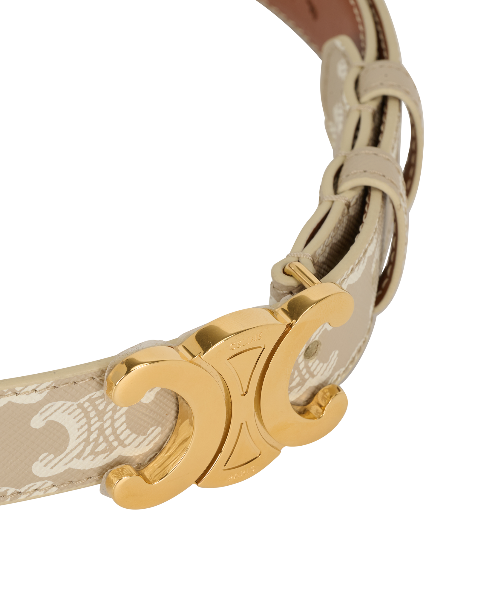 Celine Triomphe Belt, &pound;275, Accessories, Beige/White, Canvas, Other view