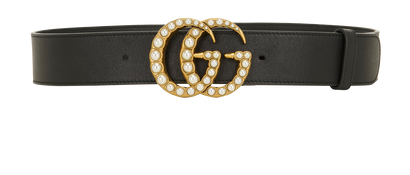 Gucci GG Marmont Pearl Wide Belt, &pound;210, Accessories, Black, Leather, Front view