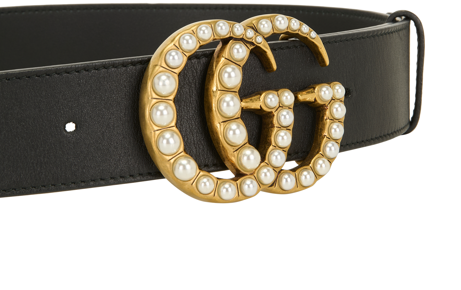 Gucci GG Marmont Pearl Wide Belt, &pound;210, Accessories, Black, Leather, Other view