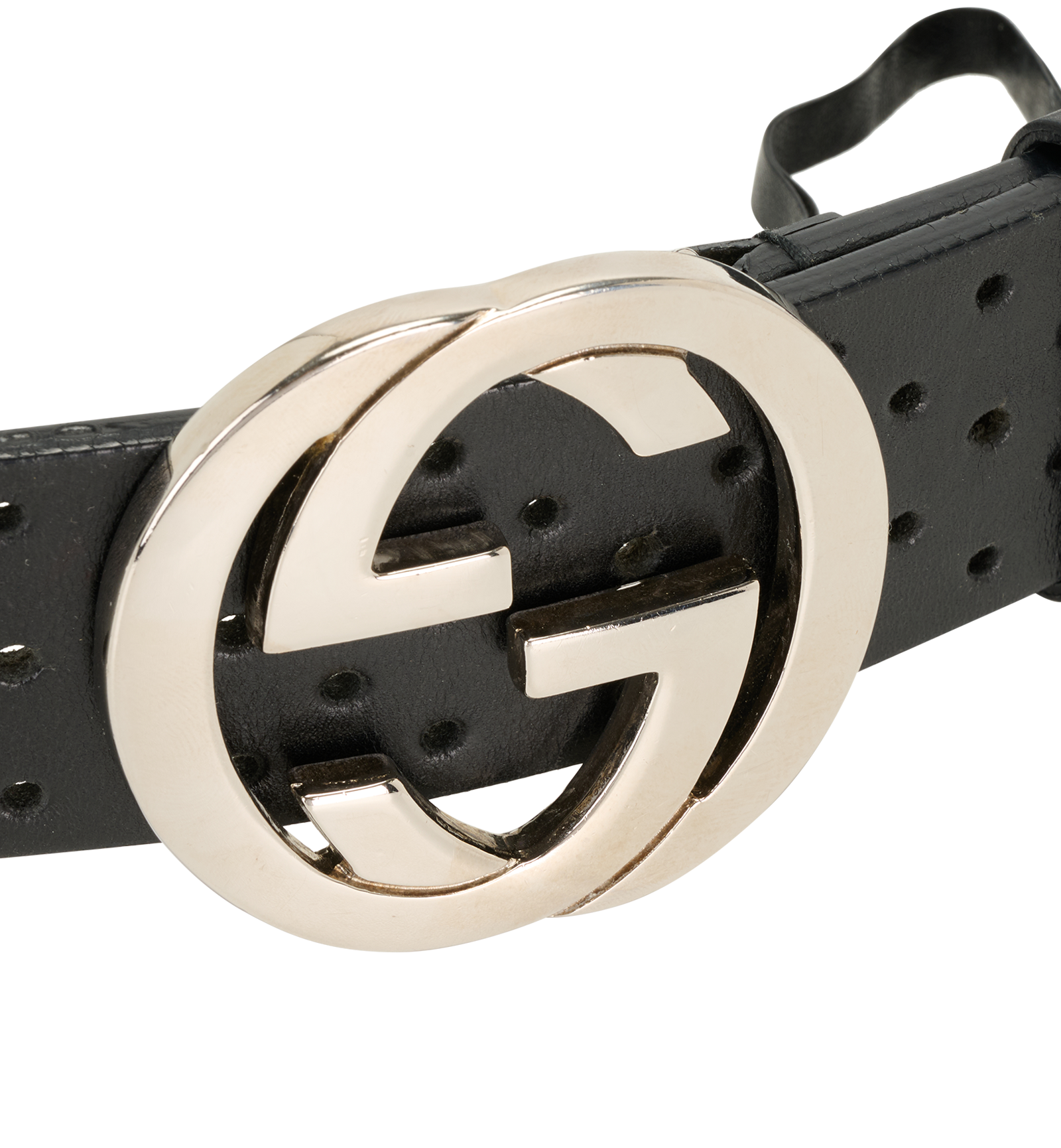 Gucci Interlocking G Perforated Wide Belt, &pound;180, Accessories, Black, Leather, Other view