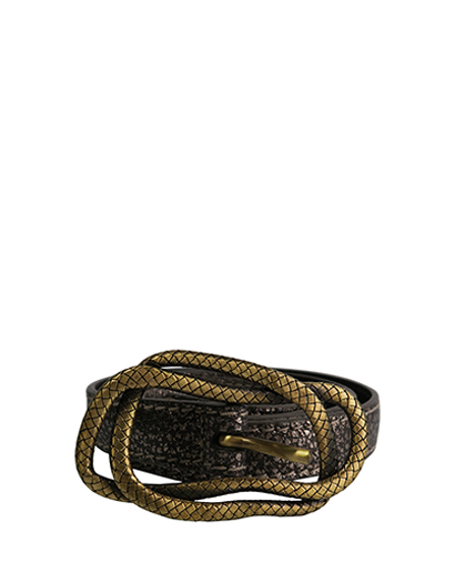 Bottega Veneta Intrecciato Snake Trim Belt, front view