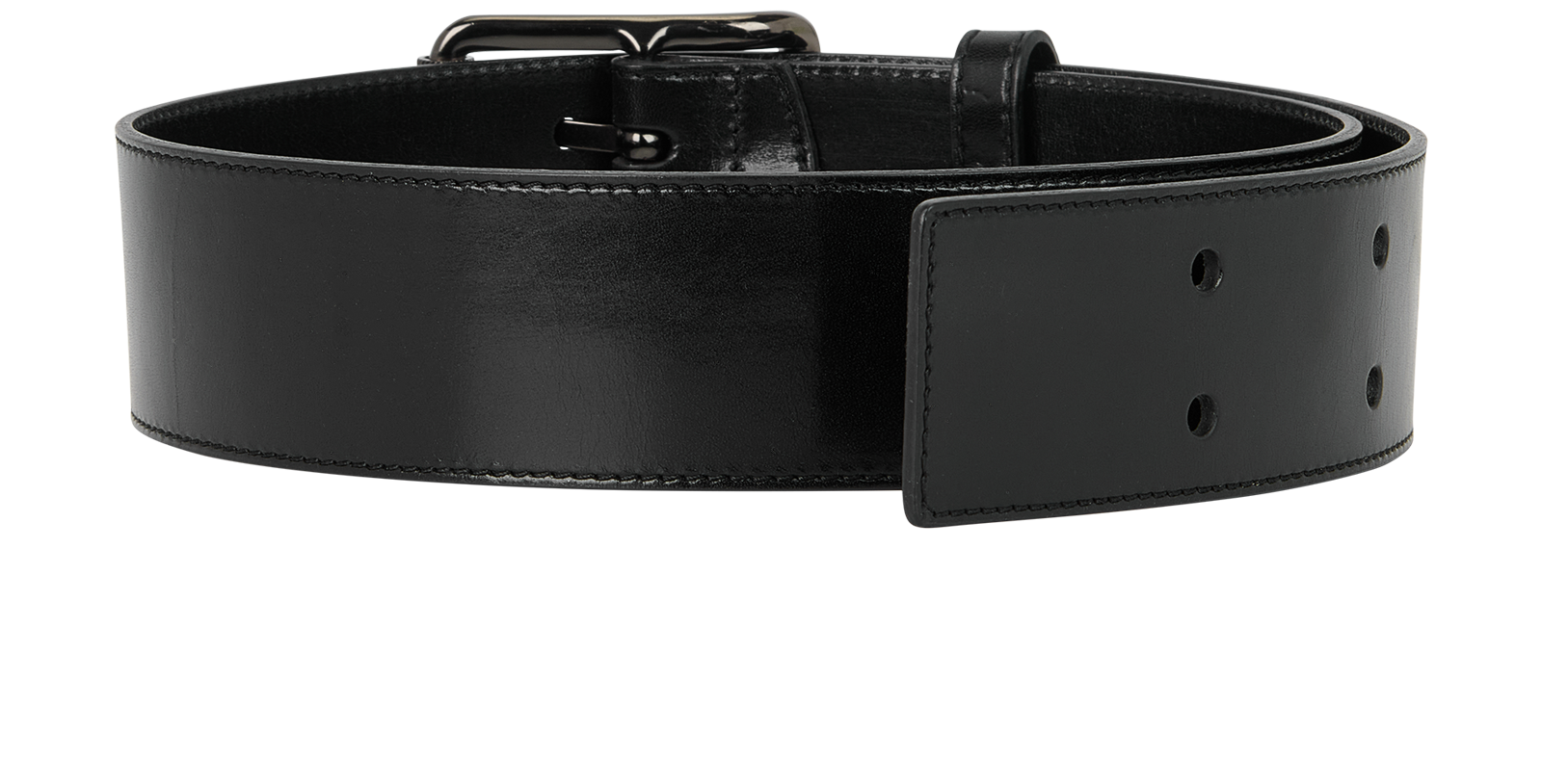 Burberry Double Prong Belt, &pound;150, Accessories, Black, Leather, Back view