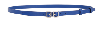 Burberry Thin Double Buckle Belt, £150, Accessories, Blue, Leather, Front view