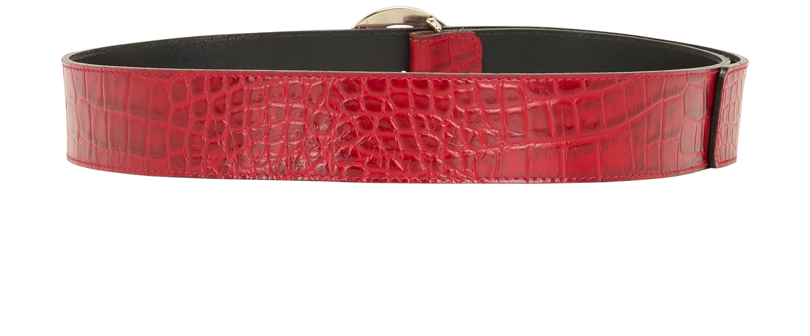 Burberry Croc-Embossed Belt, &pound;120, Accessories, Red, Leather, Back view