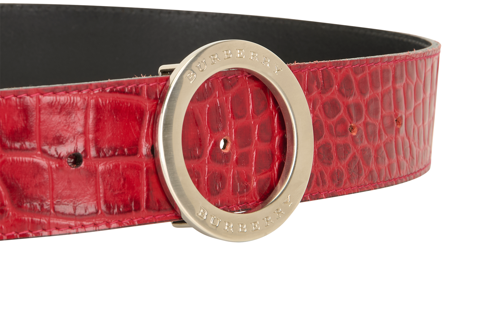 Burberry Croc-Embossed Belt, &pound;120, Accessories, Red, Leather, Other view