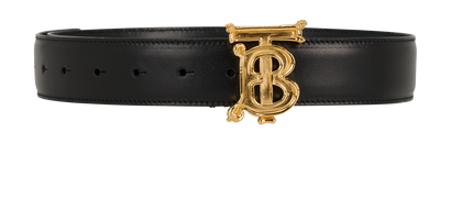 Burberry TB Logo Belt, &pound;180, Accessories, Black, Leather, Front view
