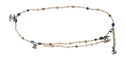Chanel CC Chain Belt, &pound;650, Accessories, Blue/Gold/White, Brass, Front view