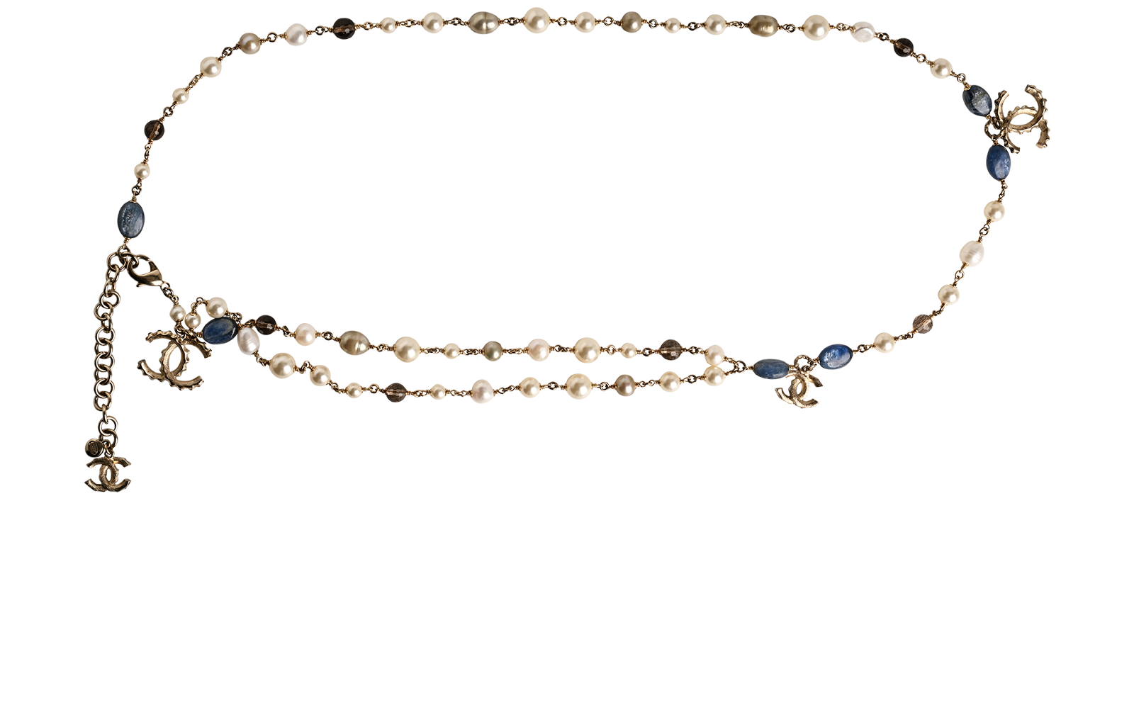Chanel CC Chain Belt, &pound;650, Accessories, Blue/Gold/White, Brass, Back view
