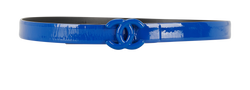 Chanel CC Logo Skinny Belt, Patent, Blue, B15P, Sz 75, B, 3*