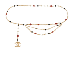 Chanel A24K CC Chain Belt, Brass/FauxPearls, Gold/Red, DB, 3*