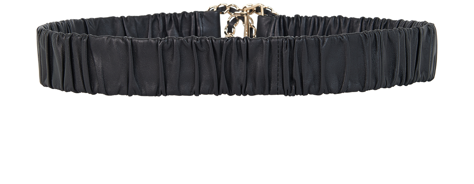 Chanel CC Ruched Belt, &pound;550, Accessories, Black, Leather, Back view