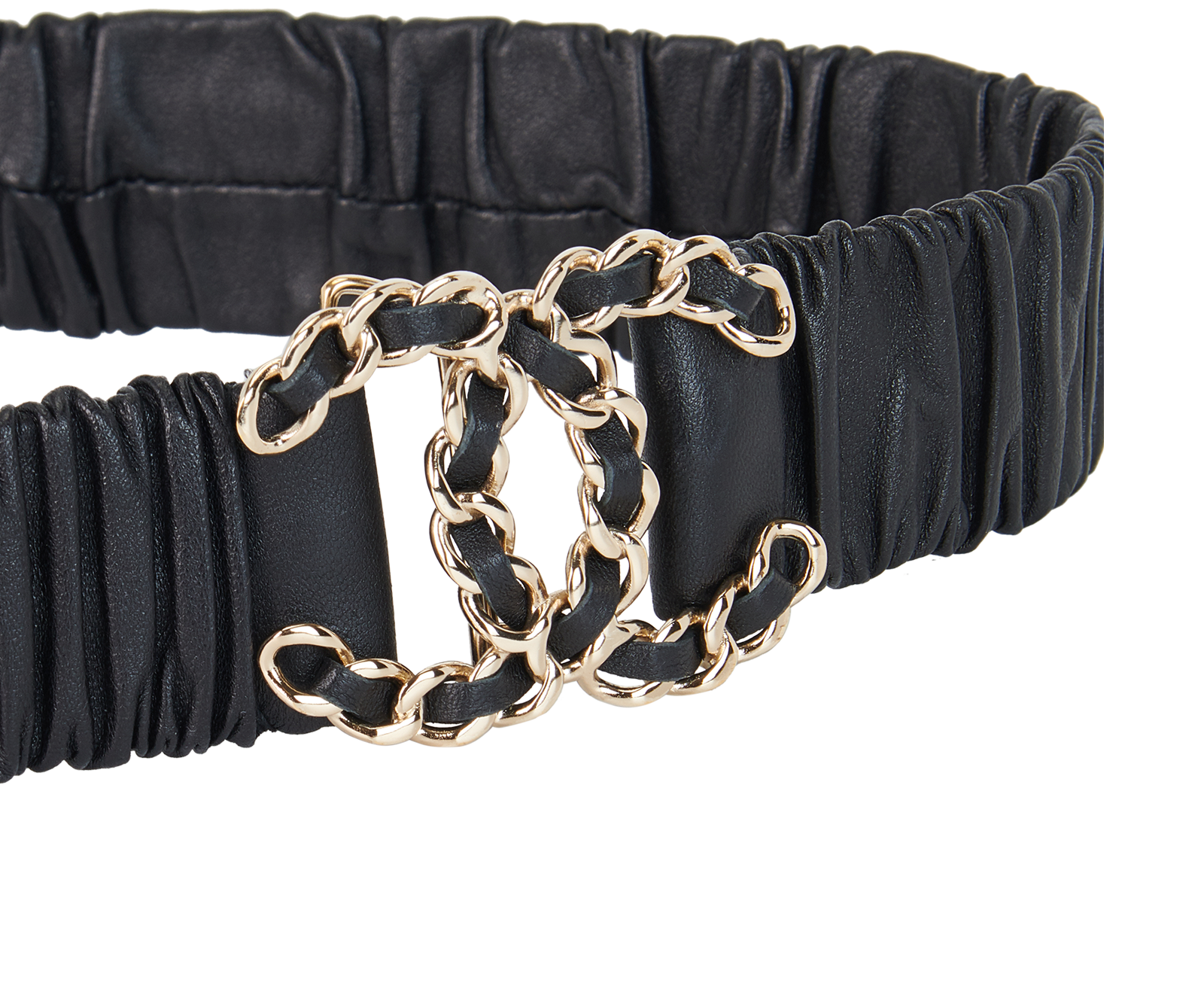 Chanel CC Ruched Belt, &pound;550, Accessories, Black, Leather, Other view