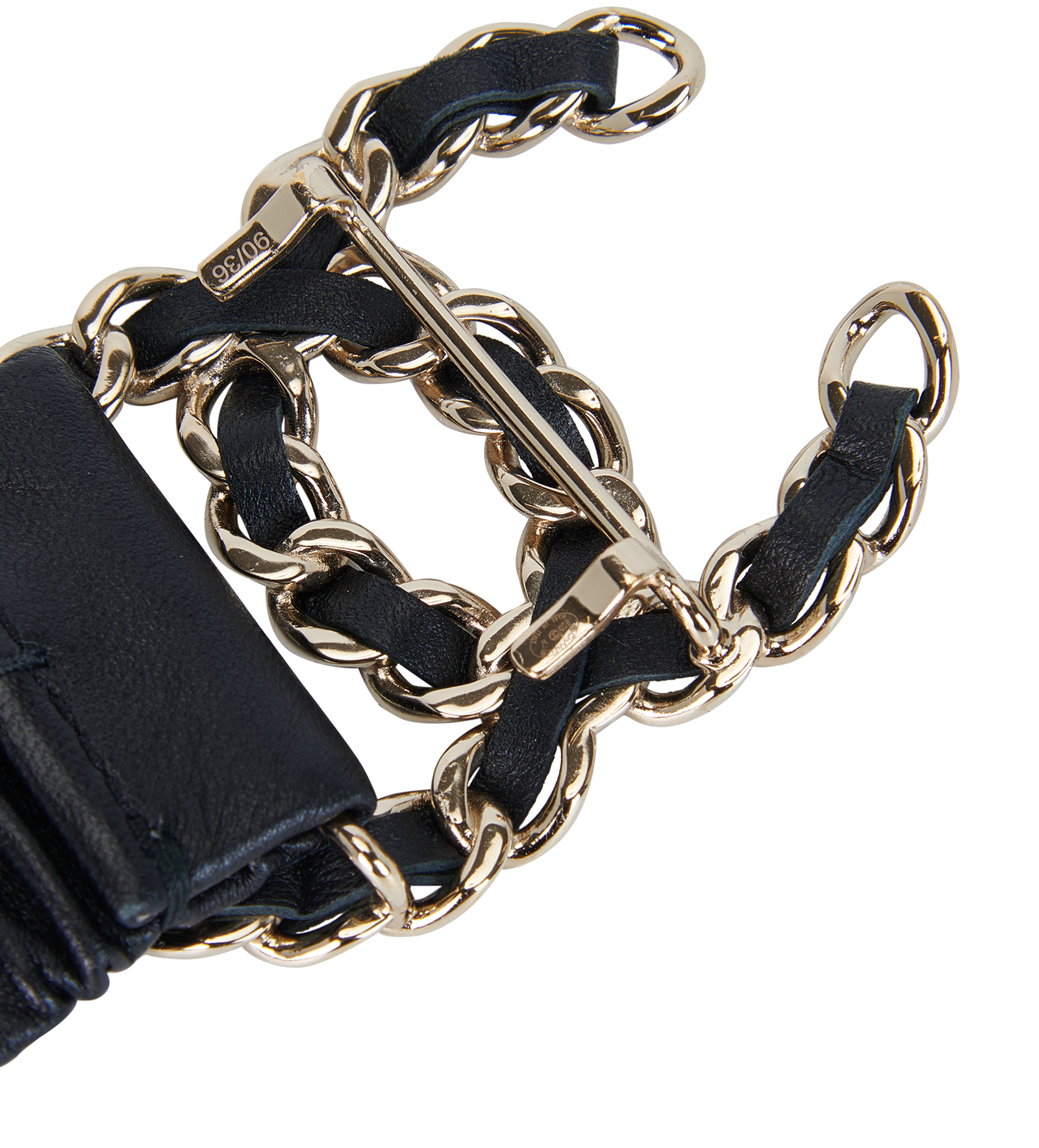 Chanel CC Ruched Belt, &pound;550, Accessories, Black, Leather, Other view
