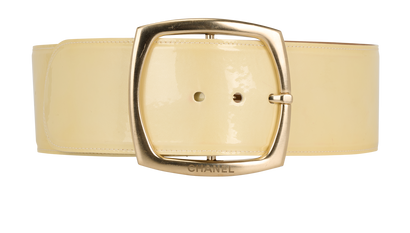 Chanel 08C Wide Belt, &pound;290, Accessories, Yellow, Patent Leather, Front view