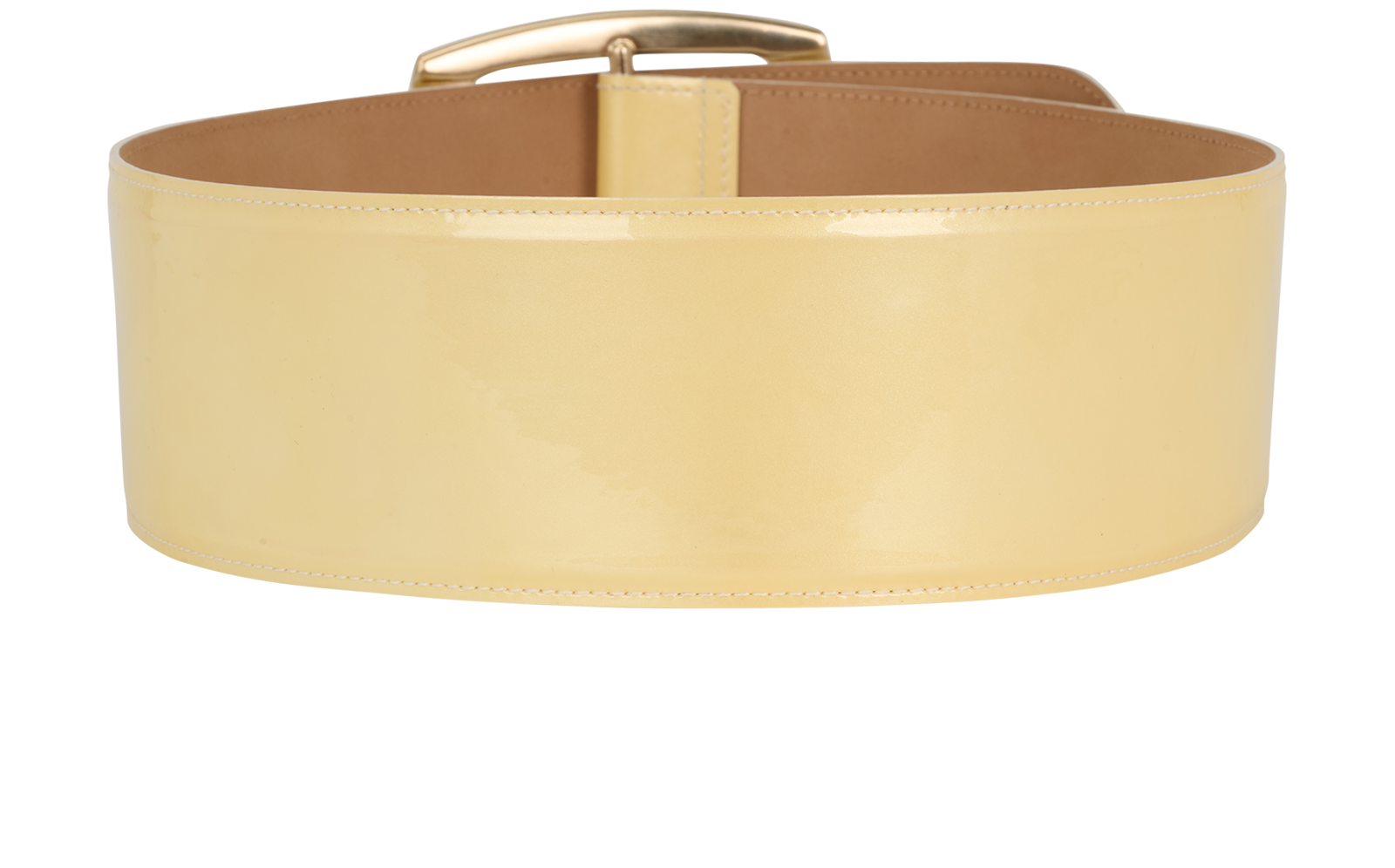 Chanel 08C Wide Belt, &pound;290, Accessories, Yellow, Patent Leather, Back view