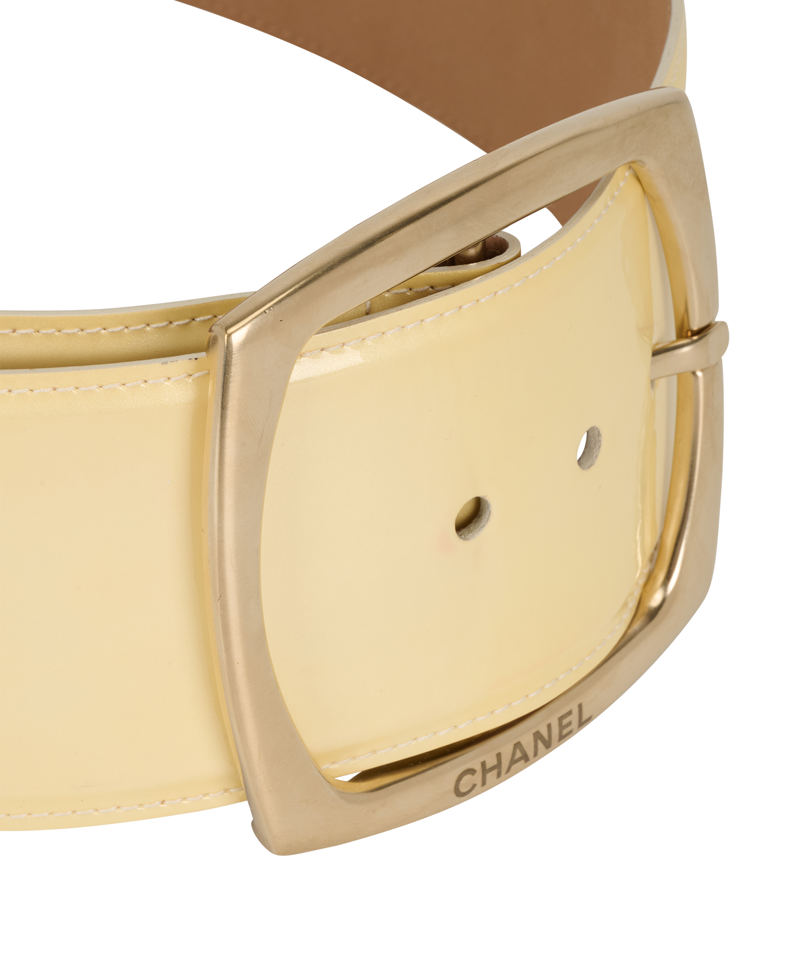 Chanel 08C Wide Belt, &pound;290, Accessories, Yellow, Patent Leather, Other view