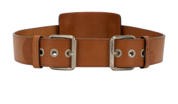 Chloe Double-Buckle Wide Belt, Leather, Brown, 85 CM, 2*