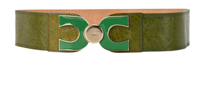 Chloe CC Belt, £90, Accessories, Green, Leather, Front view