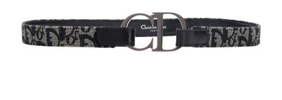 Christian Dior CD Buckle Trotter Belt, &pound;160, Accessories, Blue/White, Canvas, Front view