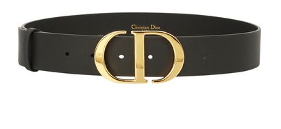Christian Dior 30 Montaigne Belt, £395, Accessories, Black/Gold, Leather, Front view